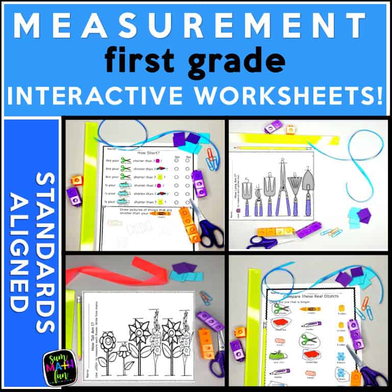 First grade measurement worksheets using nonstandard units with hands-on tools and interactive activities