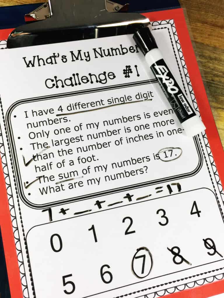 Early finisher brain teasers page from this free printable resource. 