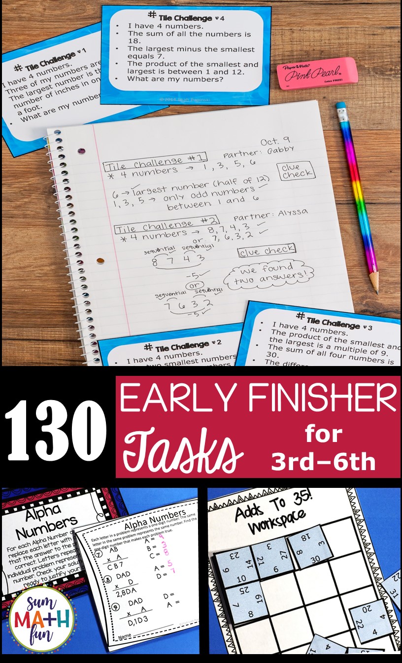 130 Early Finishers Math Brain Teasers | Fast Finishers Enrichment