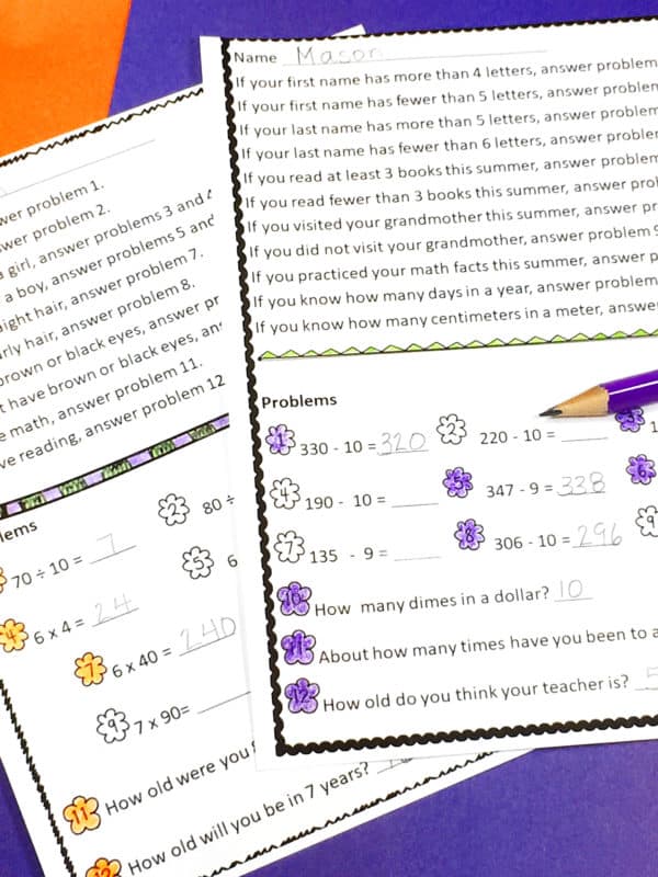 fourth-grade-math-packet-back-to-school #4thgrademath #backtoschool