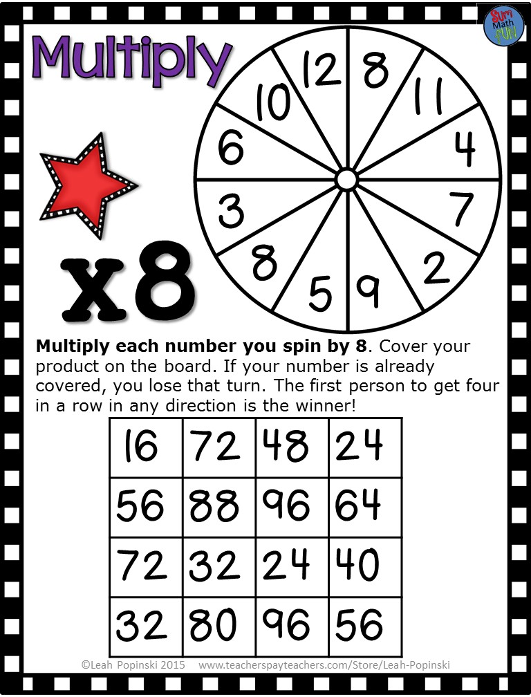 Basic Multiplication Facts Games
