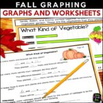 Fall graphing resource cover showing a vegetable bar graph and a worksheet with data questions, pumpkins, and autumn leaves.