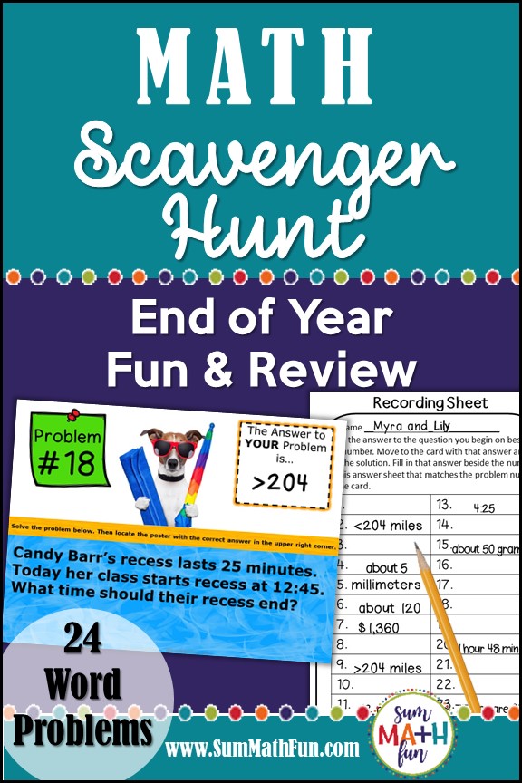 End of Year 3rd Grade Math Scavenger Hunt