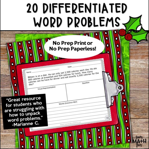 Christmas-word-problems-differentiated-multi-step-problem-solving #wordproblems #3rdgrademath #christmasactivity