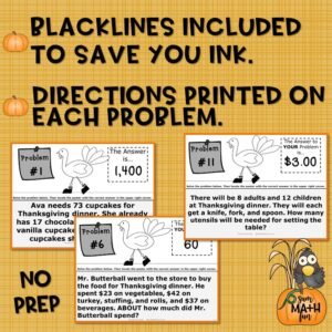 Thanksgiving Scavenger Hunt Word Problems - Sum Math Fun
