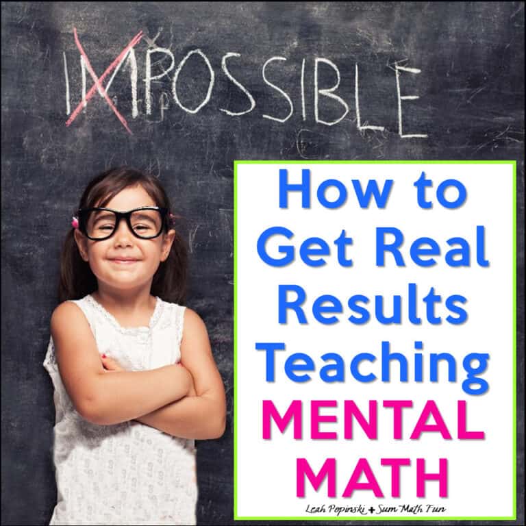 Young student smiling confidently in front of a chalkboard with “Impossible” changed to “I’m possible,” next to text that reads “How to Get Real Results Teaching Mental Math.”