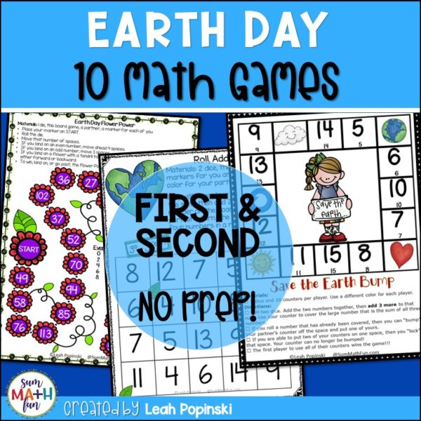earth-day-activities-games-first-grade-2nd-math #earthday #earthdayactivities #earthdaygames
