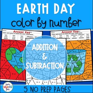 earth-day-color-by-number-first-grade-2nd-math #earthday #earthdayactivities #earthdaycolorbynumber