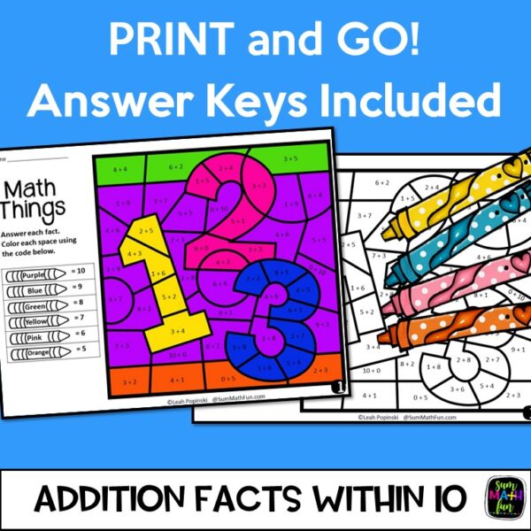 BTS CBN Addition 2 back-to-school-color-by-number-addition