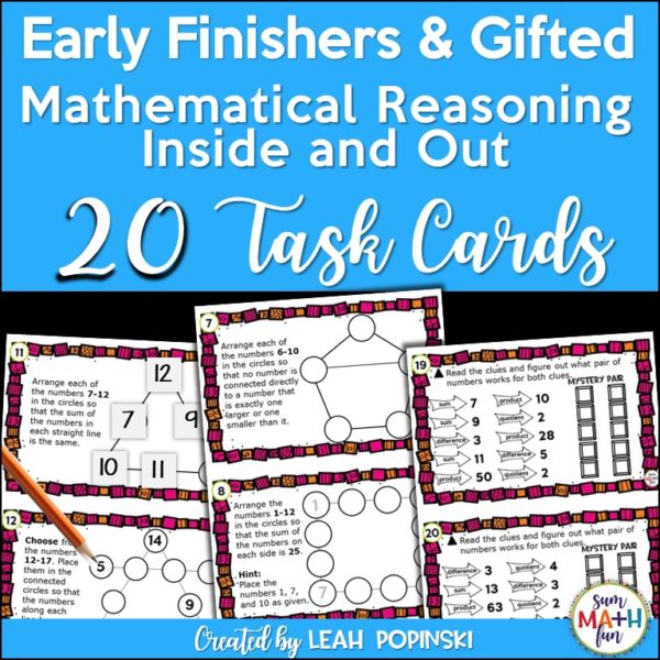 early-finishers-task-cards-problem-solving-4th-math-challenges #earlyfinishers #taskcards #mathchallenges