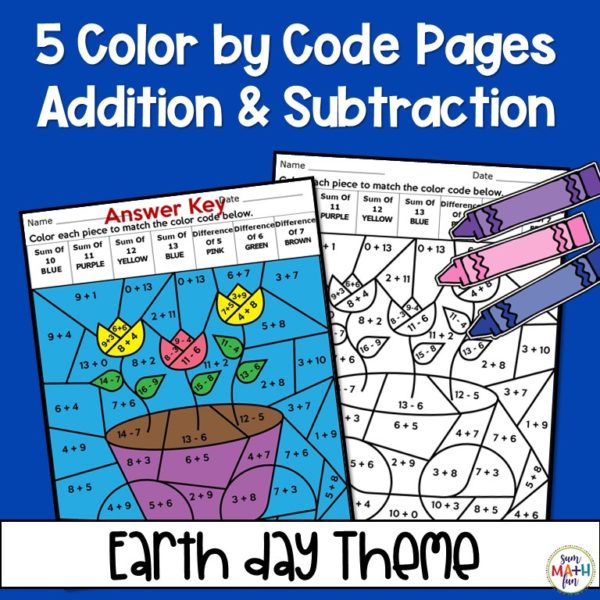 earth-day-color-by-number-first-grade-2nd-math #earthday #earthdayactivities #earthdaycolorbynumber