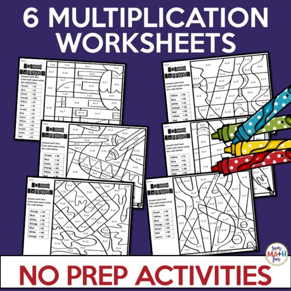 Multiplication Worksheets - Color by Number - Sum Math Fun