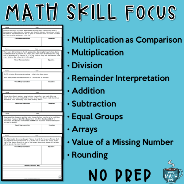 4th Winter Word ProblemsSlide2 Winter Word Problems - Differentiated problem solving practice #wordproblems #problemsolving #4thmath