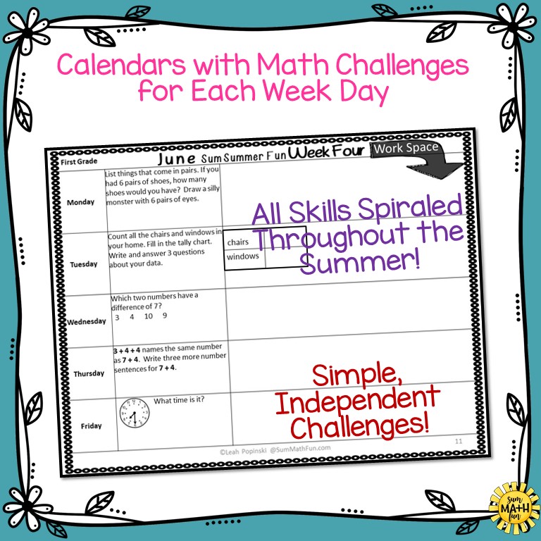 summer packet math activities for first graders going into second
