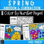 spring-color-by-number-addition-subtraction #spring #colorbynumber #addition #subtraction
