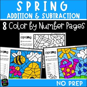 spring-color-by-number-addition-subtraction #spring #colorbynumber #addition #subtraction