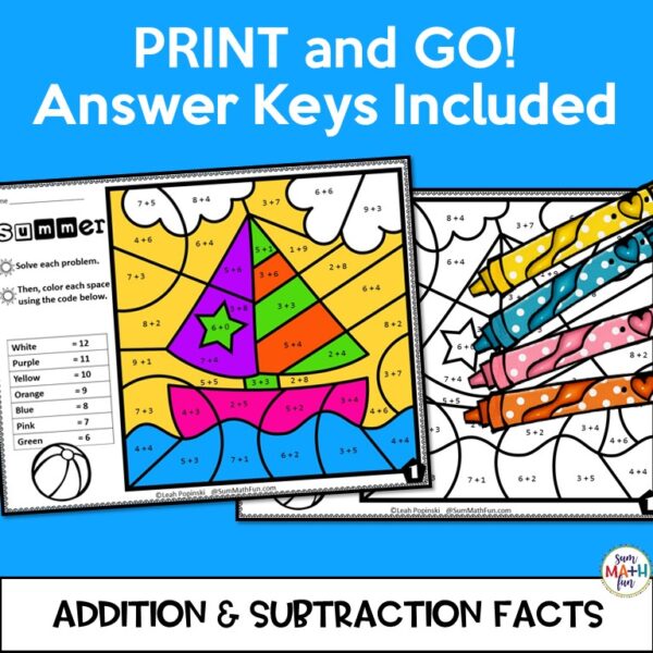 summer-color-by-number-addition-subraction-2 summer-color-by-number-addition-subraction-1