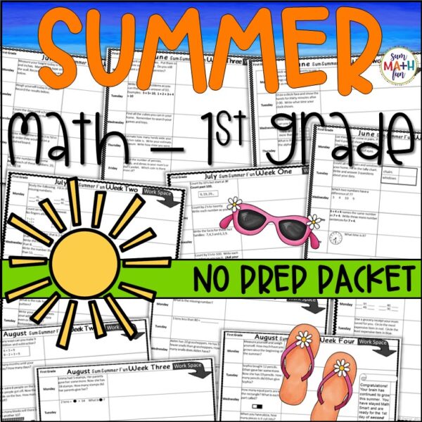 First Grade Summer Packet - Math Activities for First Graders - Sum