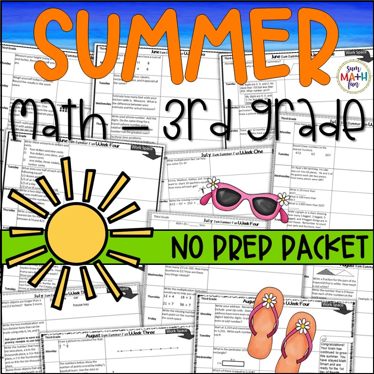 Summer Homework Packet For Third Grade Math Sum Math Fun