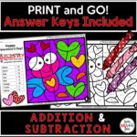 valentine-addition-subtraction-color-by-code #valentine #addition #subtraction #colorbycode