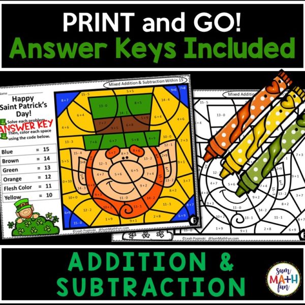 saint-patricks-worksheets-addition-subtraction #saintpatricks #addition #subtraction