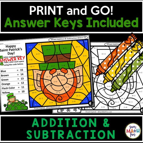 saint-patricks-worksheets-addition-subtraction #saintpatricks #addition #subtraction