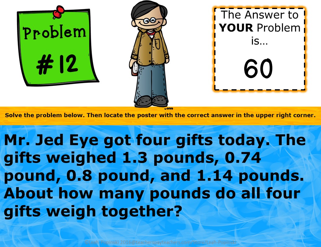 4th-grade-word-problems-end-of-year-math-scavenger-hunt-problem-12 #4thgrade #4thgrademath #endofyear #wordproblems