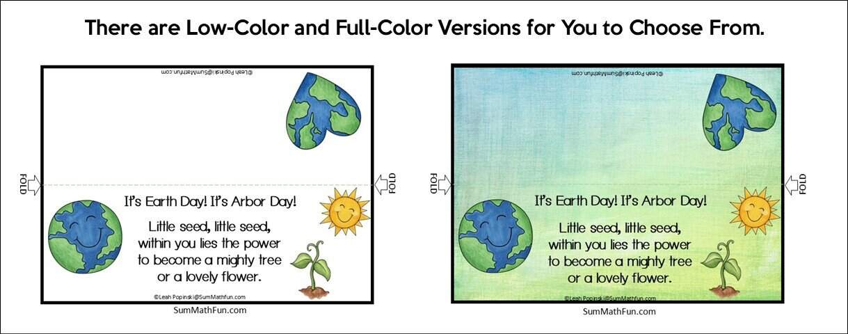 free Earth Day bag topper printable pages with color and low ink versions