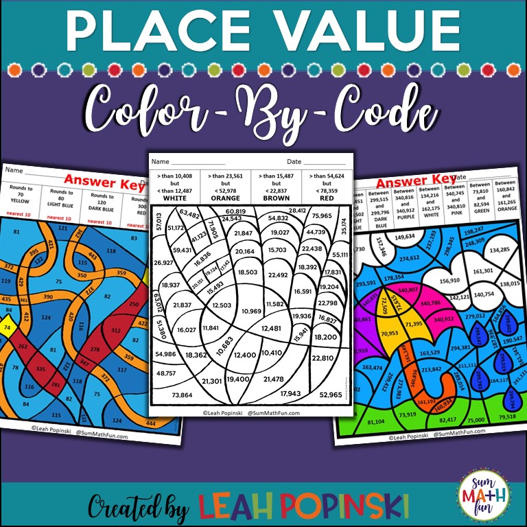 place-value-3rd-grade-4th-grade-color-by-code #placevalue