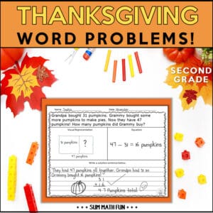 Thanksgiving word problems 2nd grade