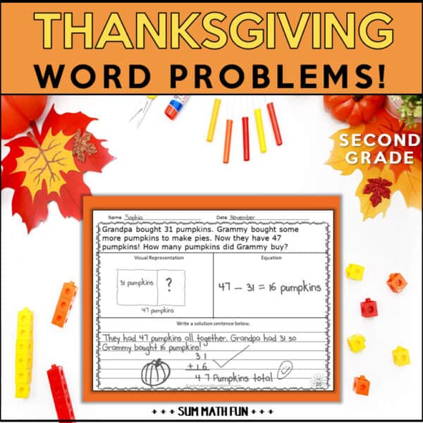 Thanksgiving word problems 2nd grade
