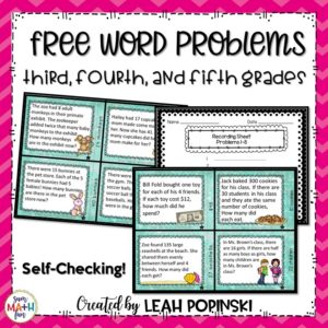 free-word-problems-3rd-4th-5th-task-cards-self-checking #wordproblems #freeprintables #upperelementary