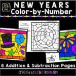New-Years-addition-subtraction-color-by-number-first-2nd #NewYears #NewYearsfirstgrade #NewYears2ndgrade
