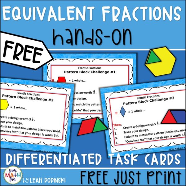 free-fractions-equivalent-hands-on-task-cards #equivalentfractions #handsonfractions