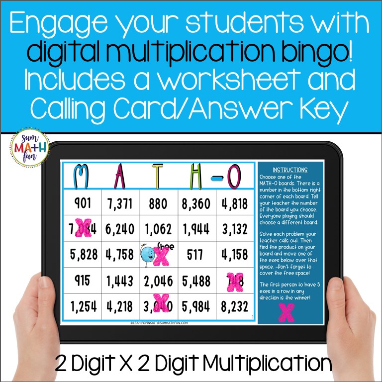 Interactive Math Game: Digital Bingo Cards: Multiplication