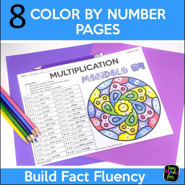 Color by Number Multiplication Worksheets- Facts and Multi-Digit - Sum ...