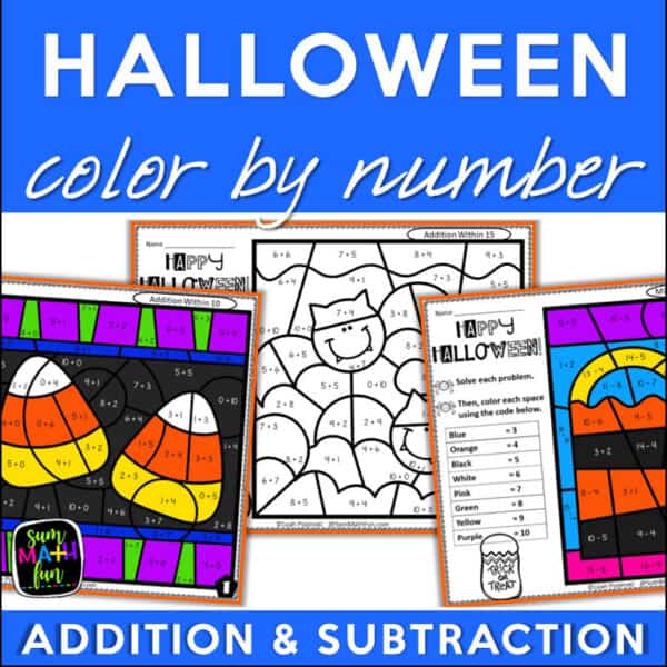 Color by number addition and subtraction within 20 Halloween Fall