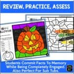 Color by number addition and subtraction within 20 Halloween Fall