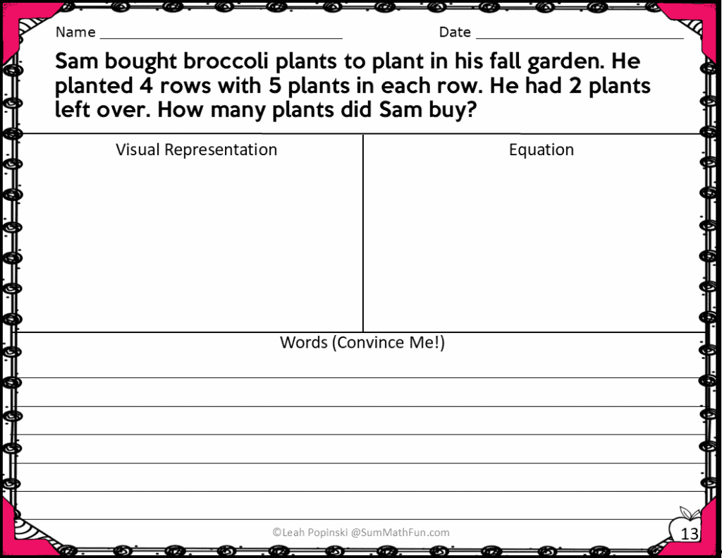 No Problem graphic organizer for word problems”