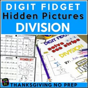 Thanksgiving division with remainders file folder games with hidden pictures for 3rd grade.