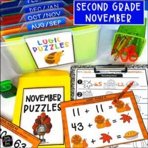 2nd grade Thanksgiving logic puzzles for early finishers and November critical thinking practice.