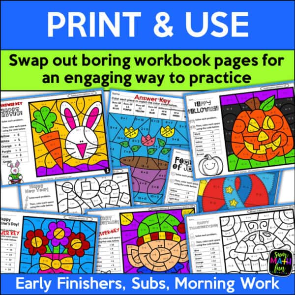print-and-use-color-by-number-addition-subtraction-within-20 Print and use color by number addition and subtraction within 20 worksheets for elementary math practice