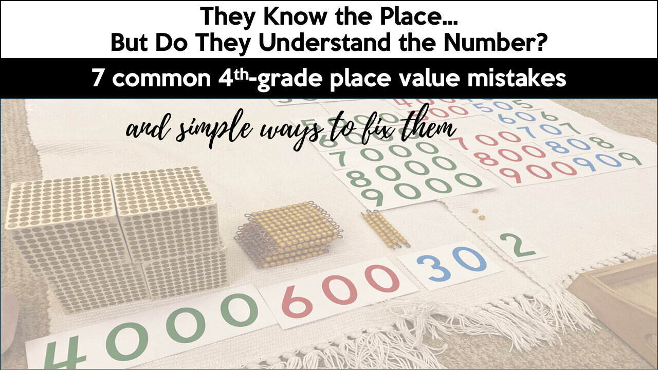 Hero banner for a 4th grade place value post about 7 common place value mistakes and simple ways to fix them.